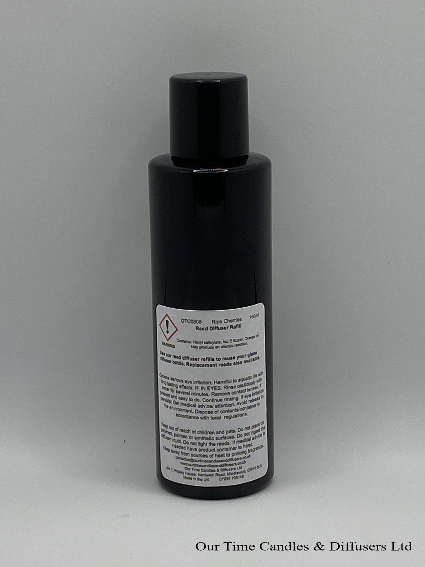 Reed Diffuser Refill 150ml in a black bottle with black screw cap
