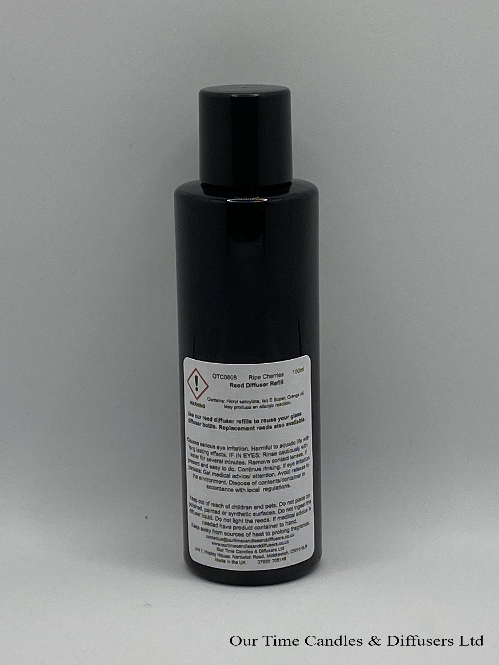 Reed Diffuser Refill 150ml in a black bottle with black screw cap