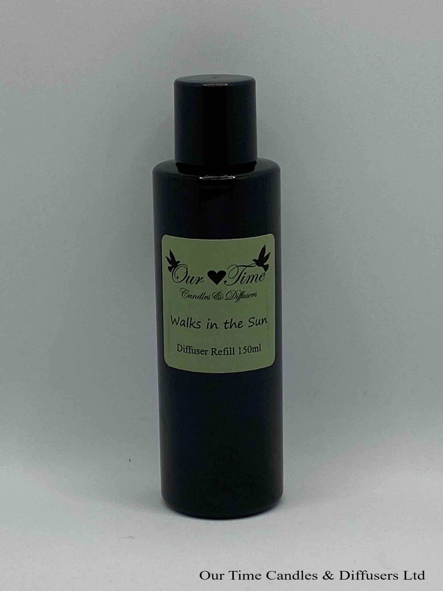 Reed Diffuser Refill 150ml in a black bottle with black screw cap