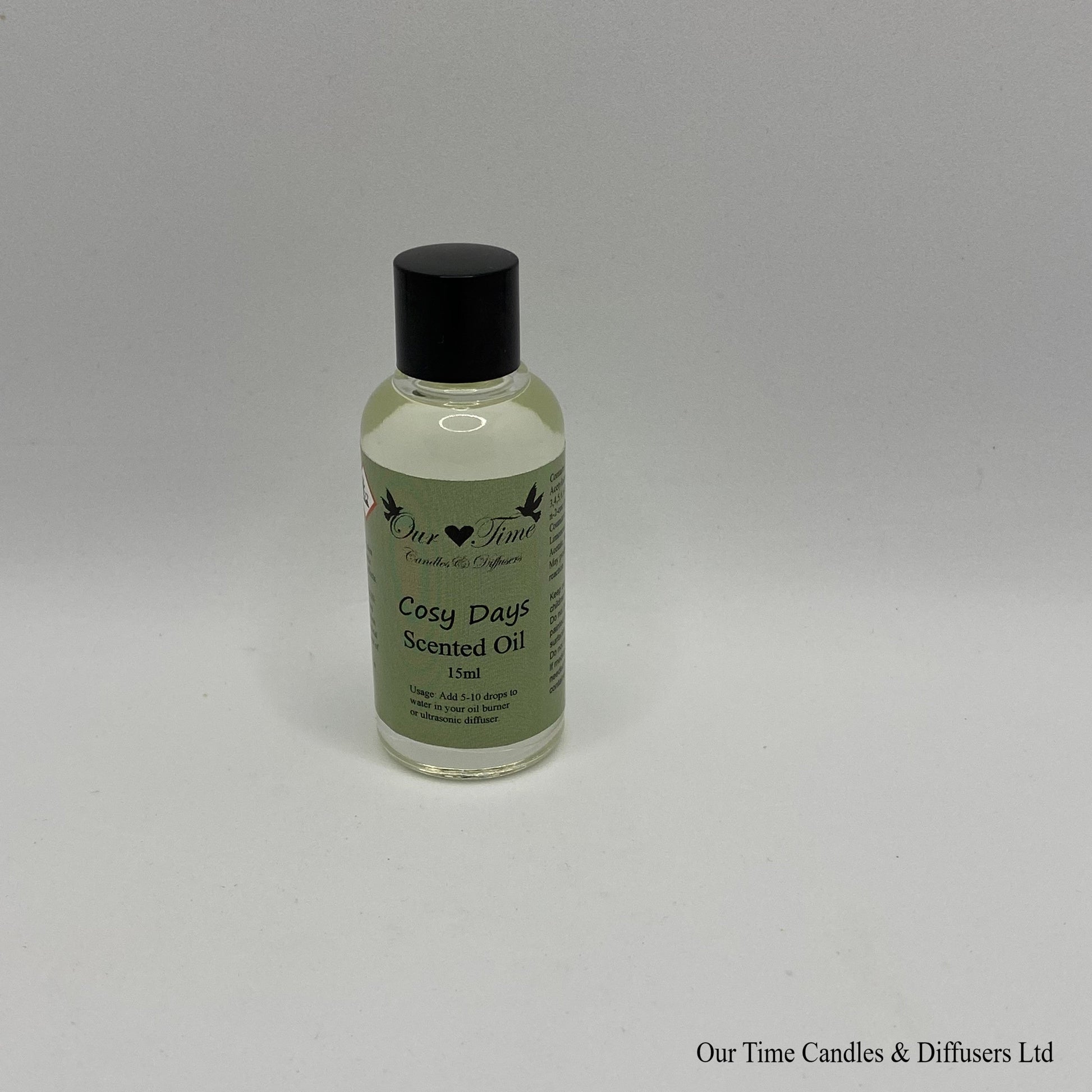 Scented Oil 15ml in clear bottle with black screw cap