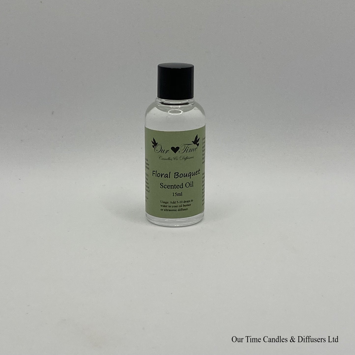 Scented Oil 15ml in clear bottle with black screw cap