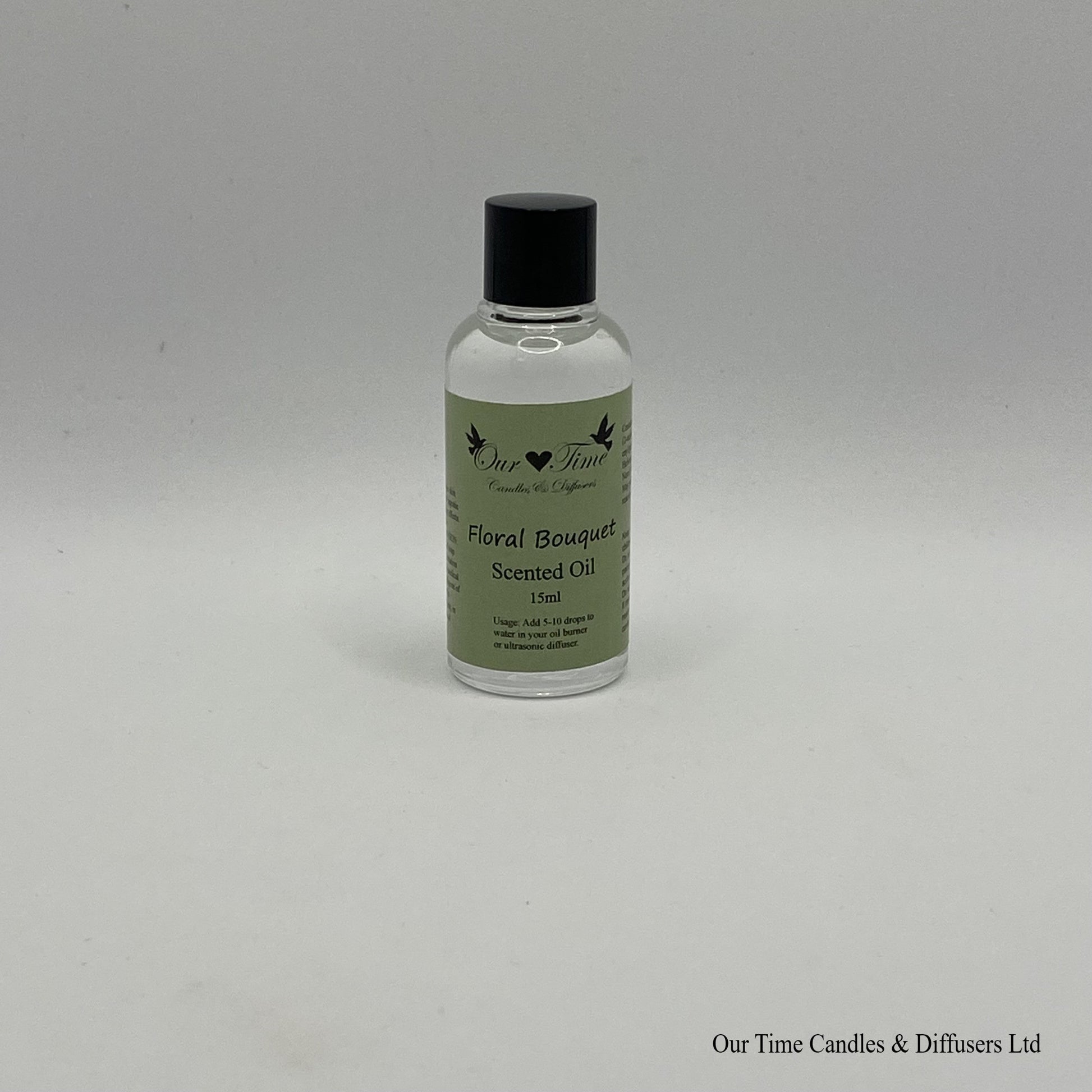 Scented Oil 15ml in clear bottle with black screw cap