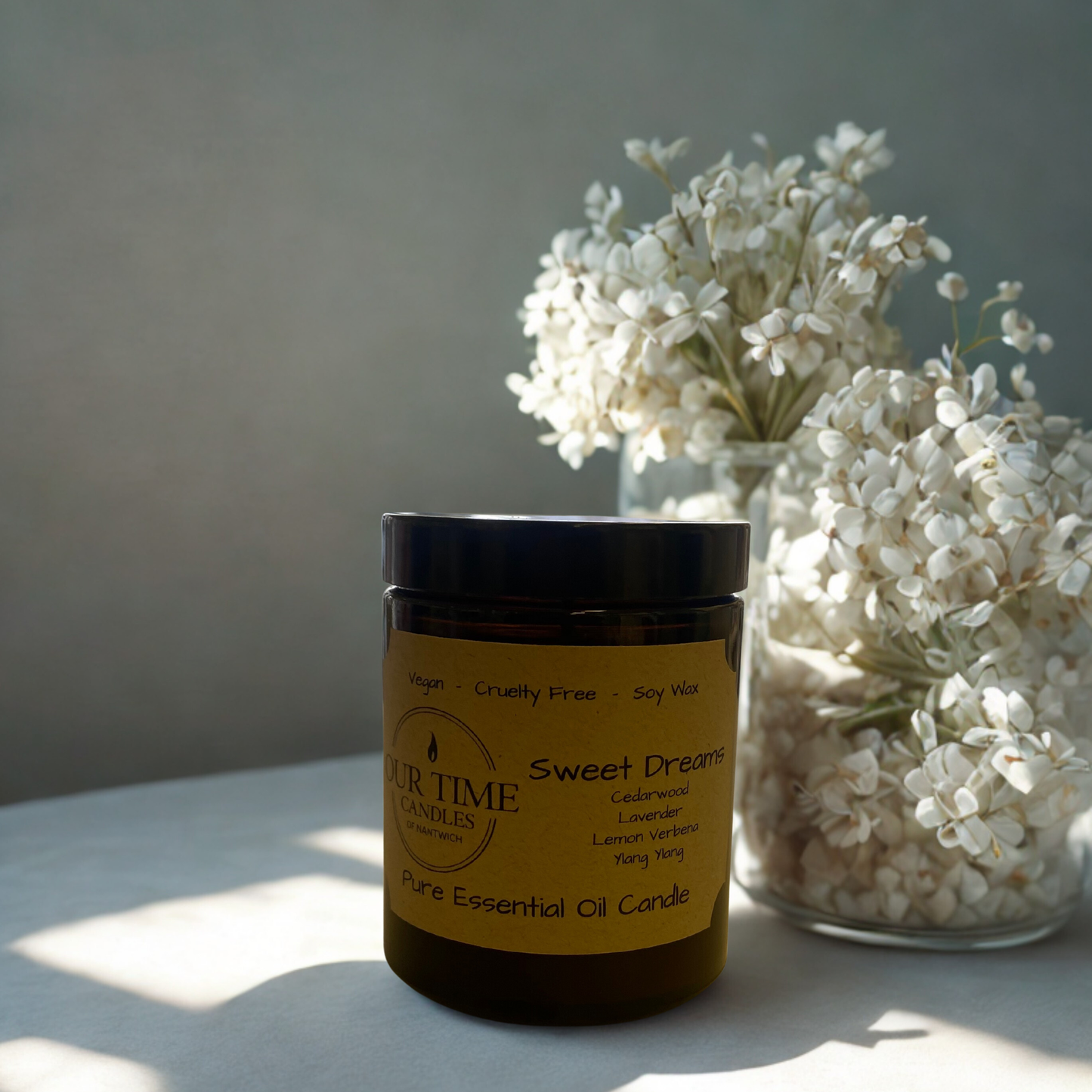 Sweet Dreams Essential Oil Candle in Amber Jar