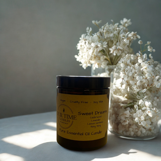 Sweet Dreams Essential Oil Candle in Amber Jar