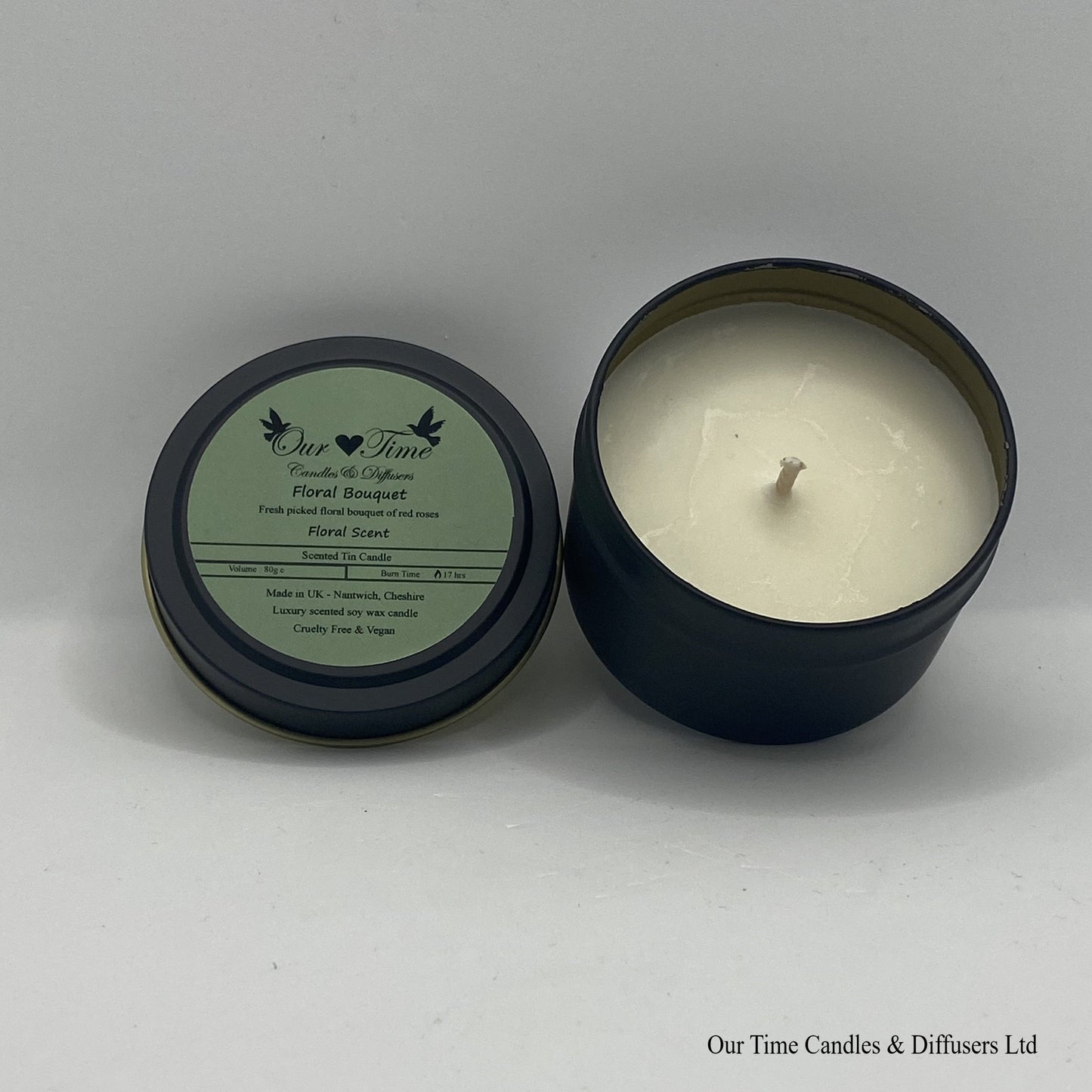 Floral Bouquet Wax Filled Tin Scented Candle