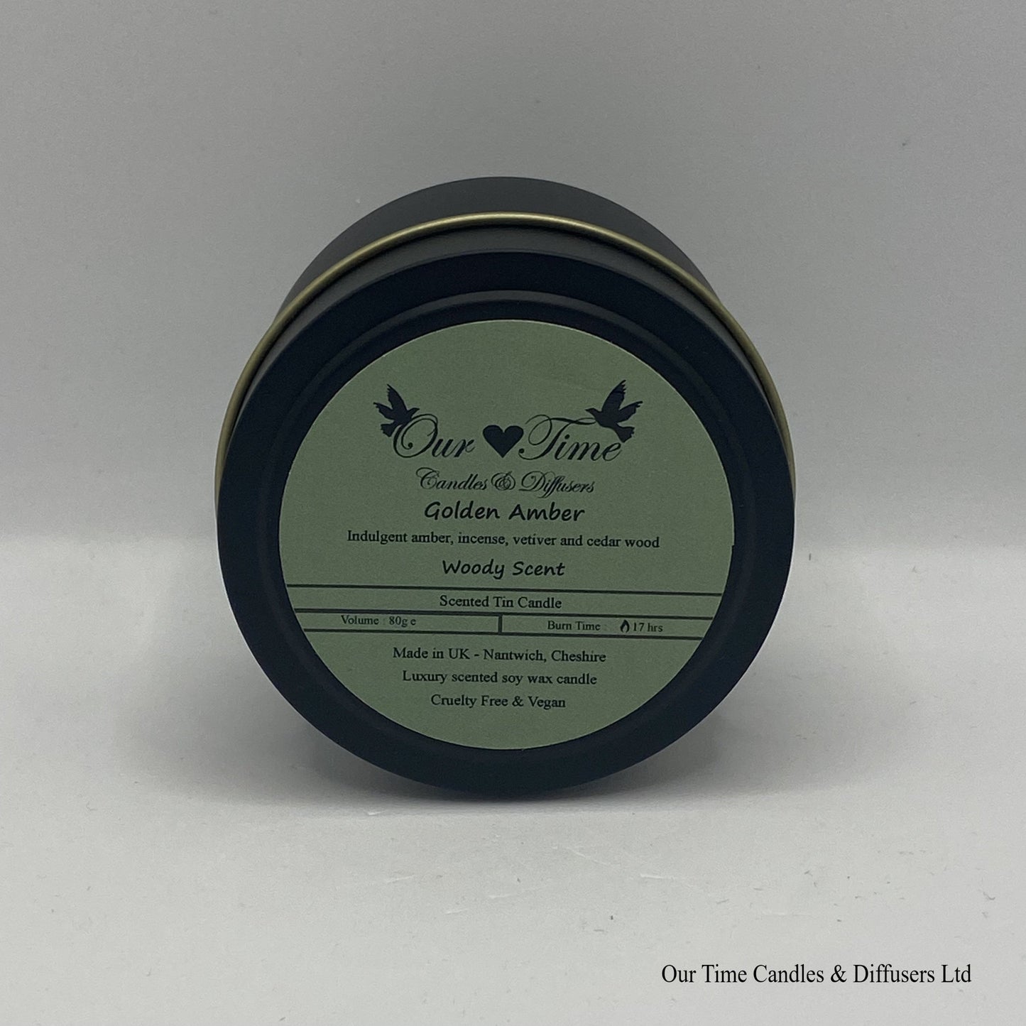 Golden Amber Wax Filled Tin Scented Candle