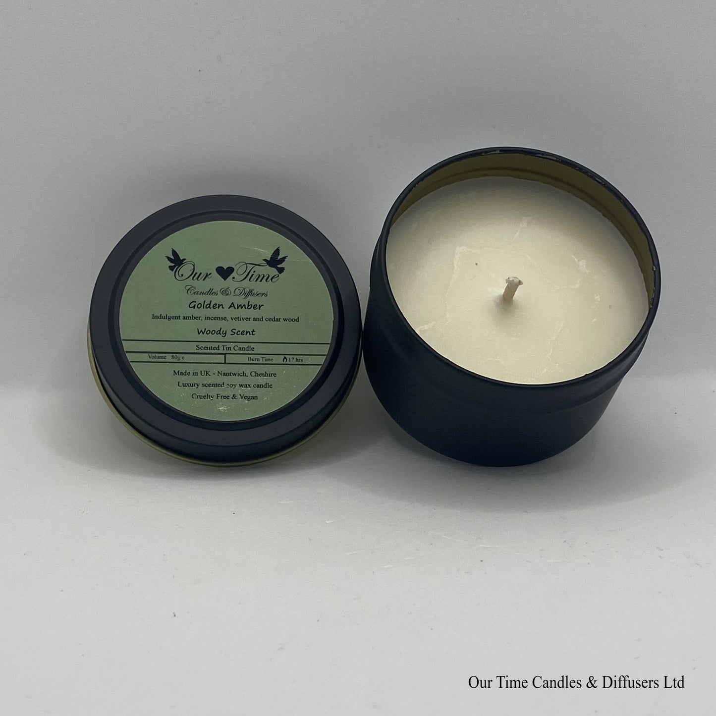 Golden Amber Wax Filled Tin Scented Candle