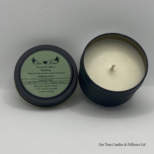 Relaxing Wax Filled Tin Scented Candle