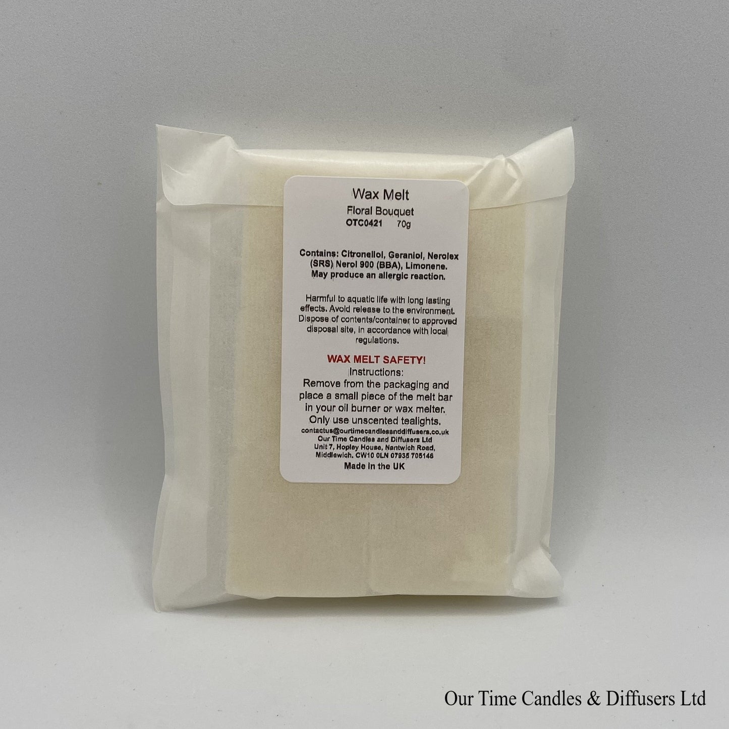 Scented Soy Wax Melt Cubes in a biodegradable bag. Vegan and cruelty free