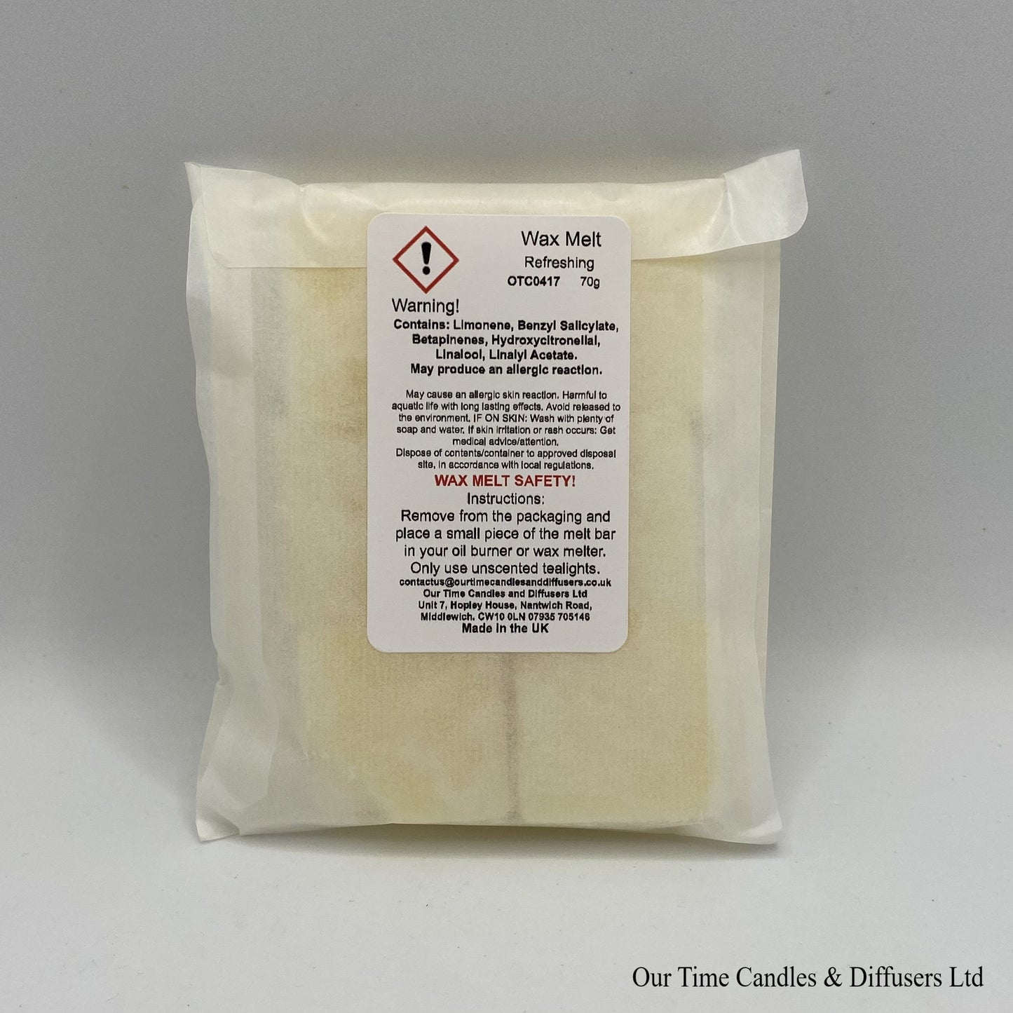 Scented Soy Wax Melt Cubes in a biodegradable bag. Vegan and cruelty free
